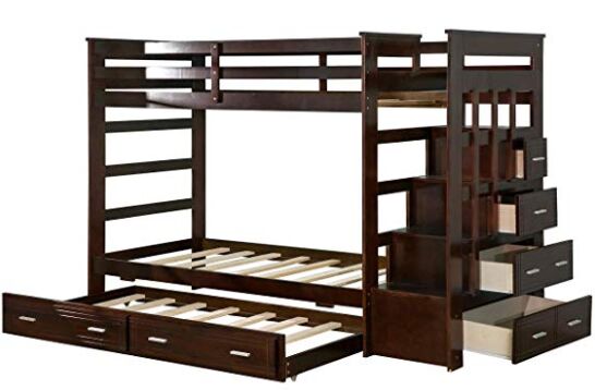 Harper&Bright Designs Solid Wood Twin Over Twin Bunk Bed for Kids