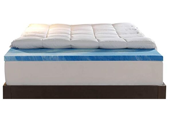 Sleep Innovations Gel Memory Foam 4-inch Dual Layer Mattress Topper, Made in The USA with a 10-Year Warranty - Full Size