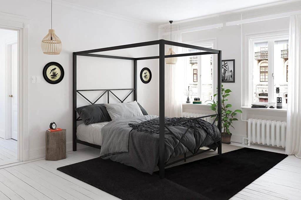 DHP Rosedale Metal Canopy Bed, Queen Size - Black
