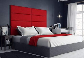 King/Cal King Size Wall Mounted Headboards - Micro Suede Red Melon - Pack of 4 Panels (Each Individual Panel 39"x11.5")