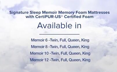 Signature Sleep Memoir memory foam mattress available thickness and sizes