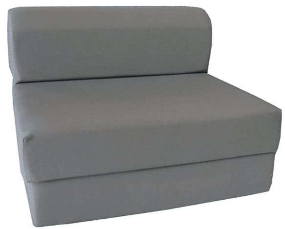 D&D Futon Furniture Gray Sleeper Chair Folding Foam Bed, Studio Guest Beds, Sofa, High Density Foam 1.8 lbs. (6 x 32 x 70)