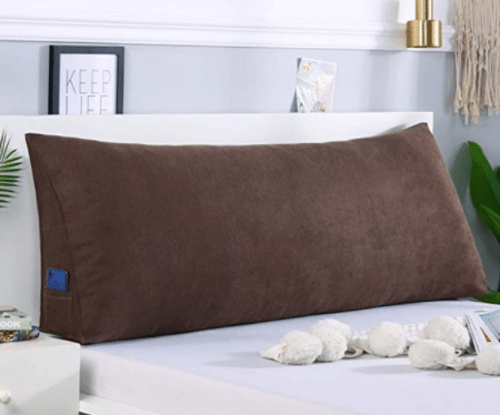 Large Bolster Headboard Backrest Pillow, Bay Window Long Pillow Triangular Reading Pillow Bed Backrest for Bed Sofa with Washable Cover-Brown 180x50x20cm(71x20x8inch)