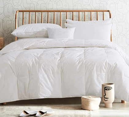 White Goose Duck Down and Feather Filling – Lightweight Thin Duvet Insert or Stand-Alone for Summer – Queen Size (88×88 Inch)