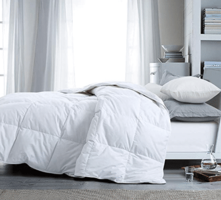 Yalamila Goose Duck Feather Down Comforter - 100% Cotton Cover, All Season Cotton Fluffy Down Duvet Insert with White Duck Down Feather Filling, Bedding Lightweight Comforter 98x98 Oversize Queen